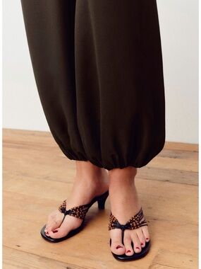 Reformation Jessica Thong Sandal in Black Leather